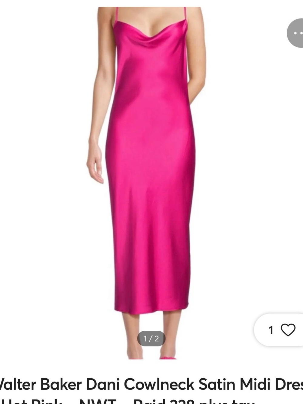 Walter Baker Hot Pink Satin Slip Midi Dress